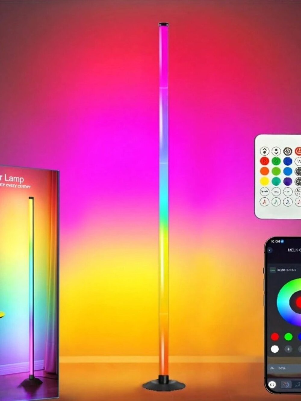 2PCS Floor Lamp LED RGB Color Changing Smart Mood Light for Bedroom Living Room